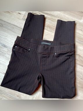 Liverpool Brown Plaid Ponte Pull-On Pants